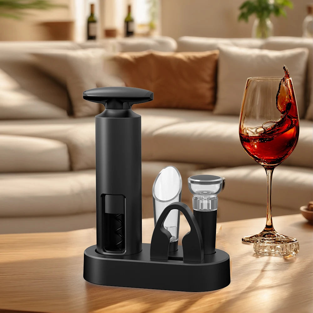 Wine Opener Professional Waiters Corkscrew Wine Bottle Opener with Foil Cutter, Wine Pourer, Wine Stopper & Base For Wine Lover