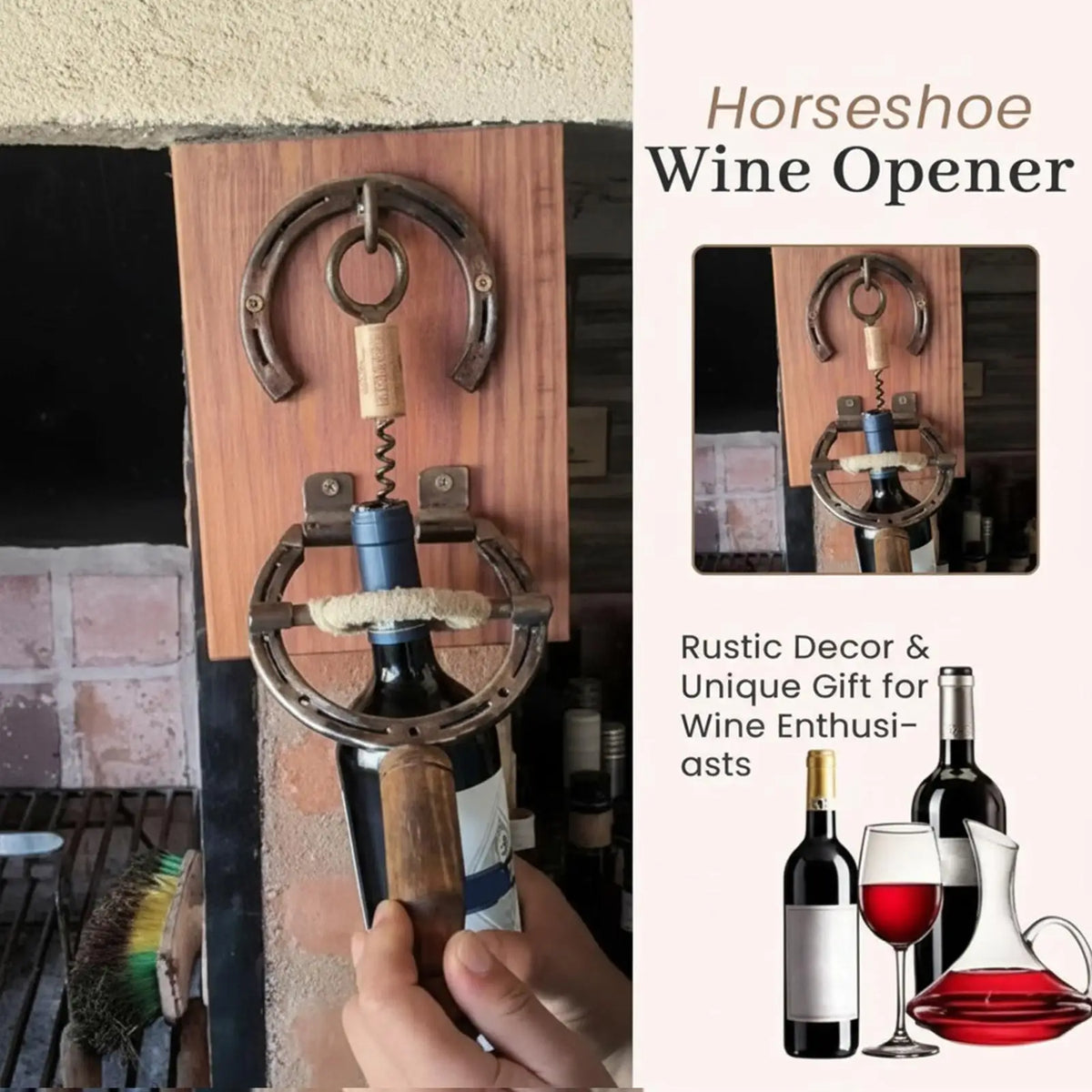 Bottle Opener Horseshoe-Shaped Wall-Mounted Manual Opening Wine Opener for Men Women Seniors Elderly Adults Stocking Stuffer