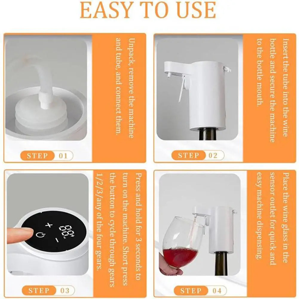 Electric Wine Dispenser with Adjustable Quantity USB Rechargeable Smart Wine Decanter Automatic Liquor Aerator Pump for Bar Home