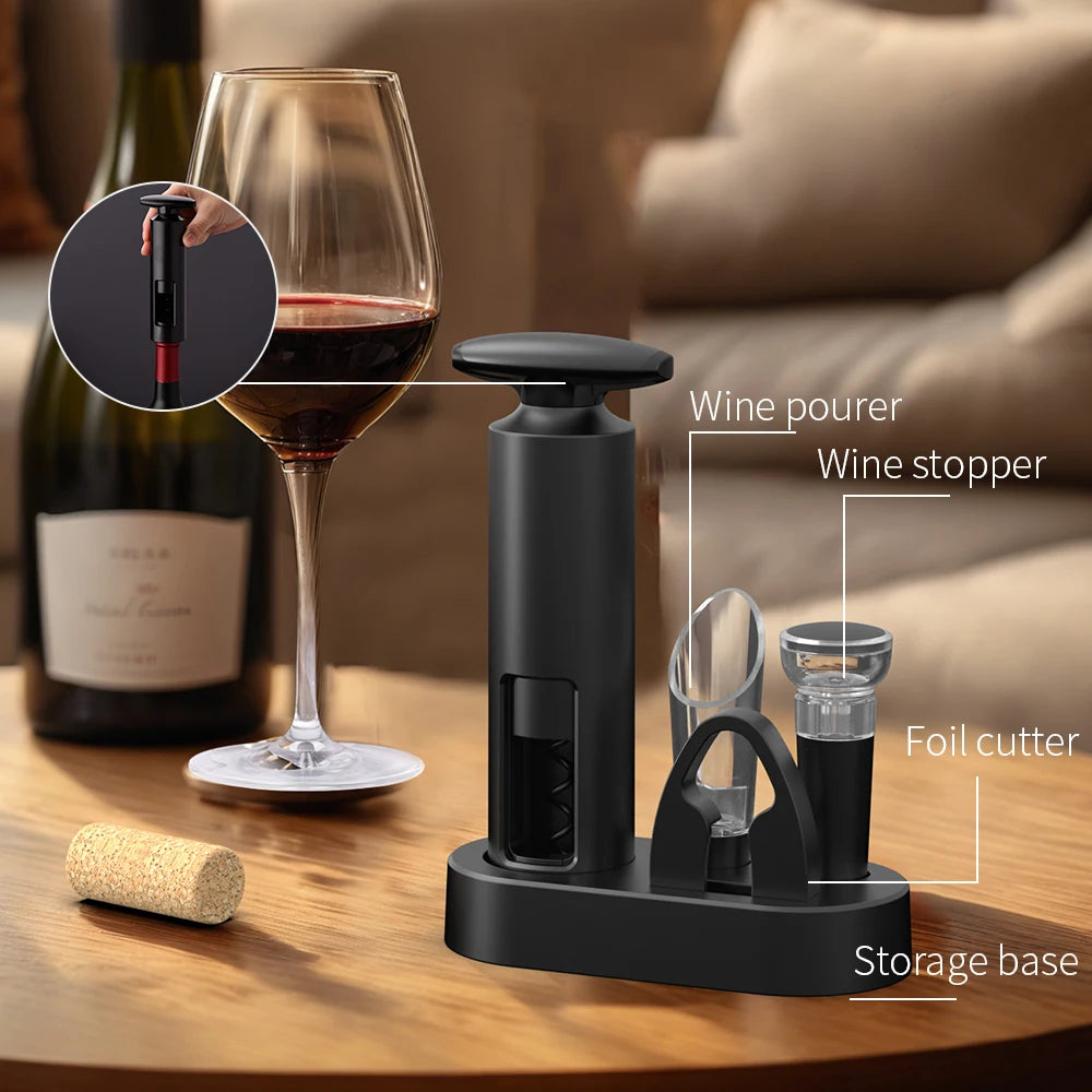 Wine Opener Professional Waiters Corkscrew Wine Bottle Opener with Foil Cutter, Wine Pourer, Wine Stopper & Base For Wine Lover